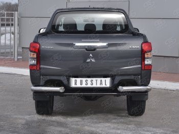 Защита заднего бампера (Ø76 мм уголки, нержавейка) SLITKOFF Mitsubishi L200  5 KK,KL (2018-2022) рестайлинг