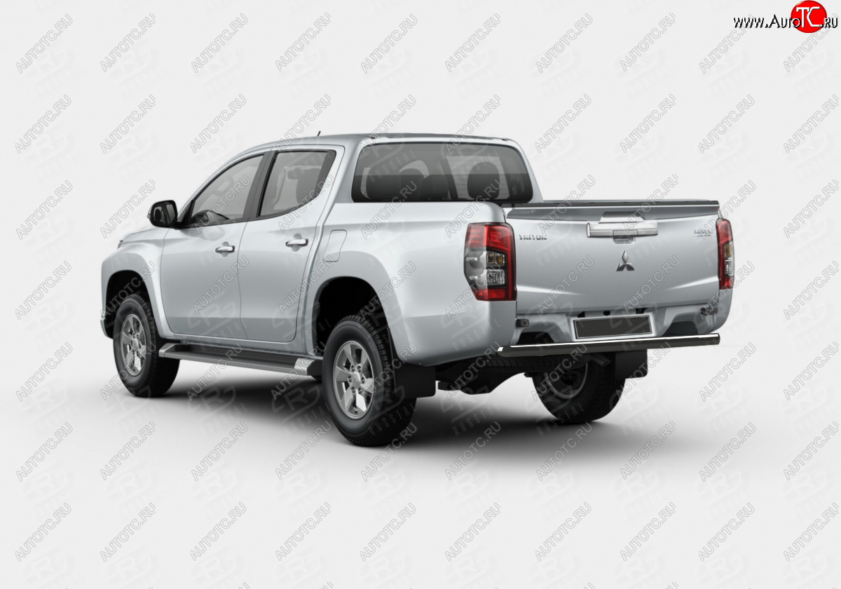 12 949 р. Защита заднего бампера (Ø57 мм) SLITKOFF Mitsubishi L200 5 KK,KL рестайлинг (2018-2022) (нержавейка с полимерным покрытием, черный)  с доставкой в г. Майкоп