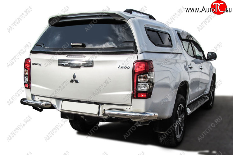 14 099 р. Защита заднего бампера Slitkoff (Ø 76 мм, без бампера)  Mitsubishi L200  5 KK,KL (2018-2022) рестайлинг (Нержавеющая сталь)  с доставкой в г. Майкоп