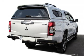 Защита заднего бампера Slitkoff (Ø 76 мм, без бампера) Mitsubishi L200  5 KK,KL (2018-2022) рестайлинг (Сталь с полимерным покрытием. Цвет: черный)