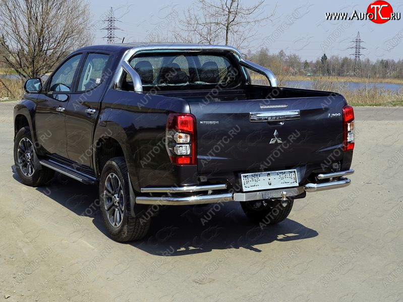 33 999 р. Защита заднего бампера (уголки двойные) ТСС 76,1/42,4 мм (на автомобиль без бампера) Mitsubishi L200 5 KK,KL рестайлинг (2018-2022)  с доставкой в г. Майкоп