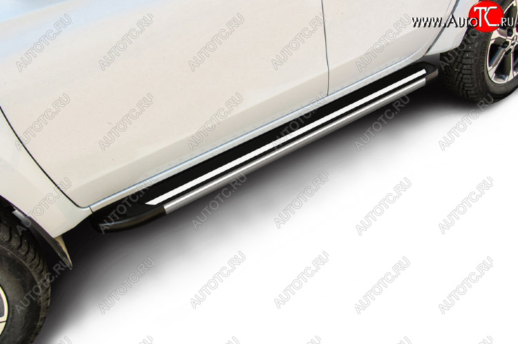 11 299 р. Пороги алюминиевые Slitkoff  Mitsubishi L200  5 KK,KL (2018-2022) рестайлинг (Luxe Black)  с доставкой в г. Майкоп