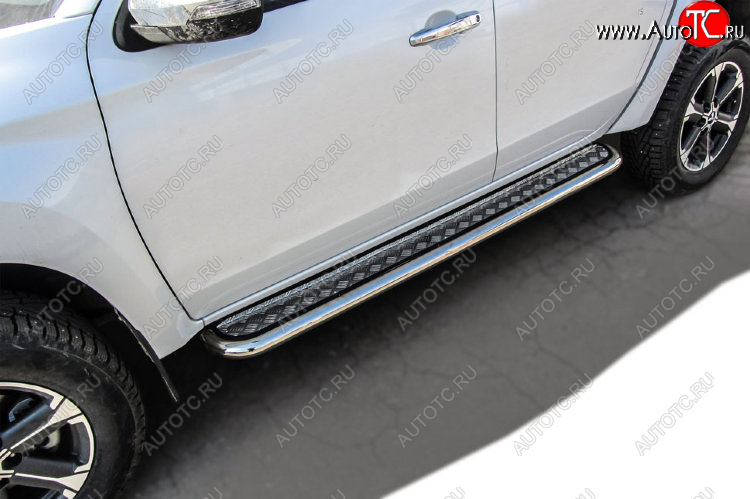 22 799 р. Защита порогов Slitkoff (Ø 57 мм, с листом) Mitsubishi L200 5 KK,KL рестайлинг (2018-2022)  с доставкой в г. Майкоп