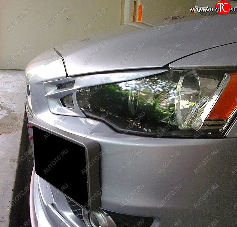949 р. Реснички на фары KURAJ (Scorpion)  Mitsubishi Lancer  10 CY (2007-2010) седан дорестайлинг, хэтчбэк дорестайлинг (Неокрашенные)  с доставкой в г. Майкоп