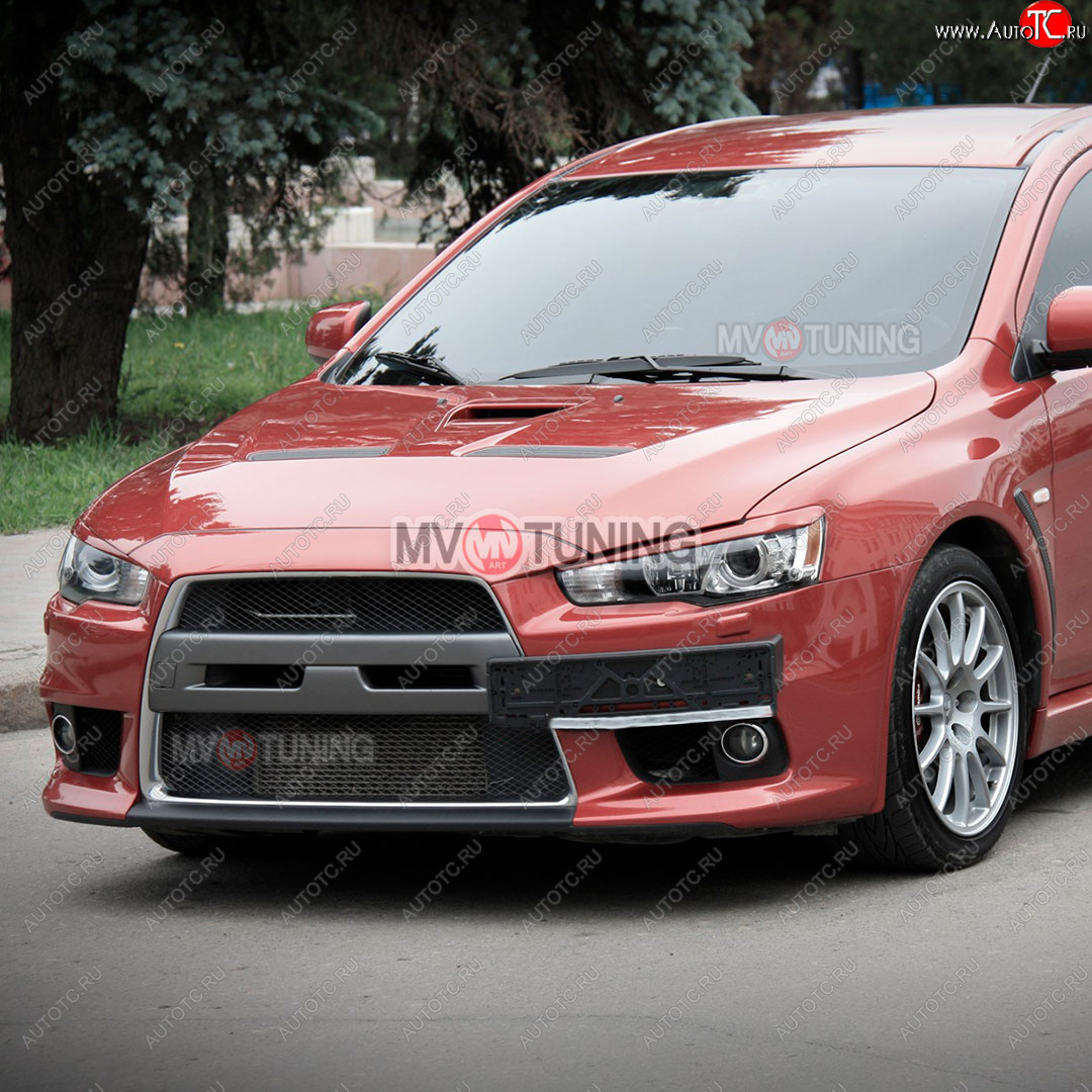 1 149 р. Реснички на фары Mitsubishi Lancer 10 CY хэтчбек 5 дв рестайлинг (2011-2017) (Неокрашенные)  с доставкой в г. Майкоп