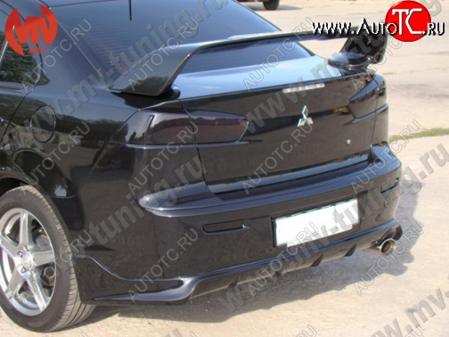 7 499 р. Накладка заднего бампера Zodiak (под одинарный выхлоп) MV-Tuning Mitsubishi Lancer 10 CY седан дорестайлинг (2007-2010) (Неокрашенная)  с доставкой в г. Майкоп