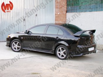 7 499 р. Накладка заднего бампера Zodiak (под одинарный выхлоп) MV-Tuning Mitsubishi Lancer 10 CY седан дорестайлинг (2007-2010) (Неокрашенная)  с доставкой в г. Майкоп. Увеличить фотографию 2