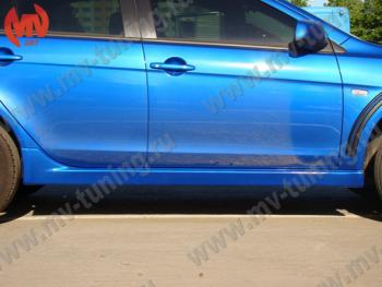 6 599 р. Накладки порогов EVO Mitsubishi Lancer 10 CY хэтчбек 5 дв рестайлинг (2011-2017) (Неокрашенные)  с доставкой в г. Майкоп. Увеличить фотографию 2