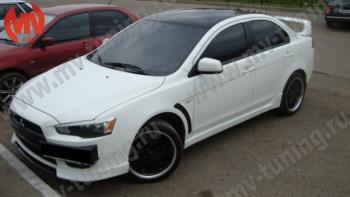 6 599 р. Накладки порогов EVO Mitsubishi Lancer 10 CY хэтчбек 5 дв рестайлинг (2011-2017) (Неокрашенные)  с доставкой в г. Майкоп. Увеличить фотографию 3