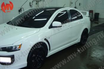 6 599 р. Накладки порогов EVO Mitsubishi Lancer 10 CY хэтчбек 5 дв рестайлинг (2011-2017) (Неокрашенные)  с доставкой в г. Майкоп. Увеличить фотографию 4