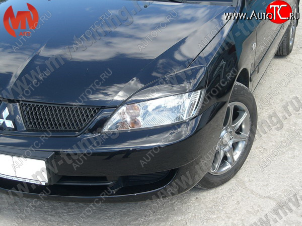 1 149 р. Реснички на фары var №2 (широкие) Mitsubishi Lancer 9 CS седан 2-ой рестайлинг (2005-2009) (Неокрашенные)  с доставкой в г. Майкоп