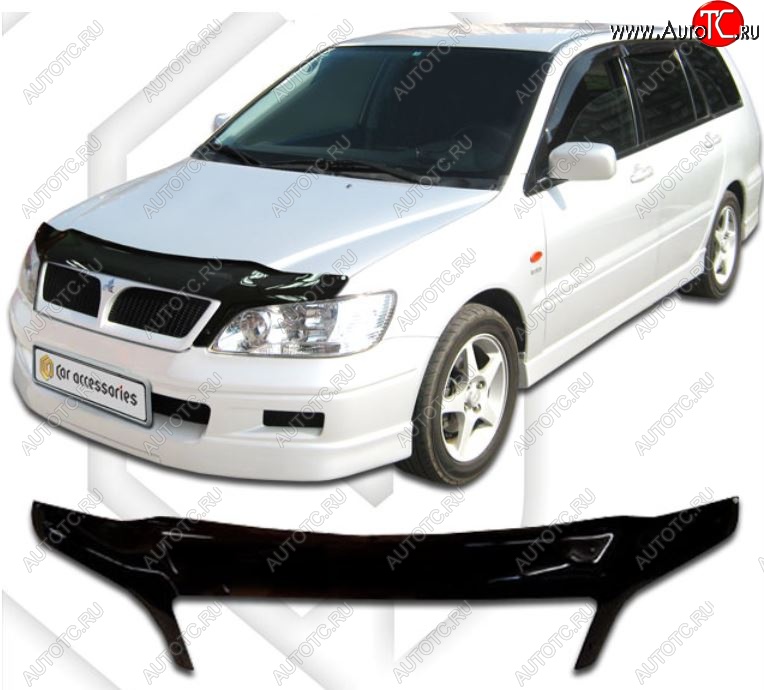 2 399 р. Дефлектор капота CA-Plastiс exclusive Mitsubishi Lancer 9 CS универсал 1-ый рестайлинг (2003-2005) (Classic черный, Без надписи)  с доставкой в г. Майкоп
