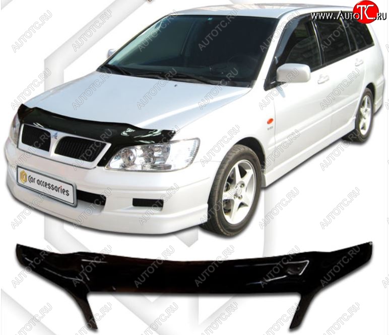 2 399 р. Дефлектор капота CA-Plastiс exclusive  Mitsubishi Lancer Cedia  9 (2000-2003) CS универсал (Classic черный, Без надписи)  с доставкой в г. Майкоп