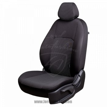 Чехлы для сидений Lord Autofashion Дублин (жаккард) Mitsubishi Lancer 9 CS седан 1-ый рестайлинг (2003-2005) (Черный, вставка Ёж Белый)