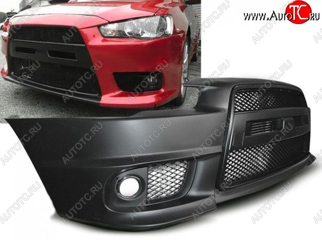 29 399 р. Передний бампер EVO-Style Mitsubishi Lancer 10 CY седан дорестайлинг (2007-2010) (Неокрашенный)  с доставкой в г. Майкоп