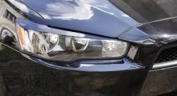 549 р. Реснички на фары RA Mitsubishi Lancer 10 CY хэтчбек 5 дв рестайлинг (2011-2017) (Неокрашенные)  с доставкой в г. Майкоп. Увеличить фотографию 2