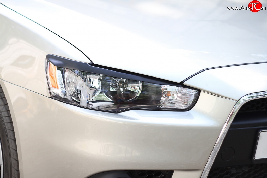 549 р. Реснички на фары RA Mitsubishi Lancer 10 CY хэтчбек 5 дв рестайлинг (2011-2017) (Неокрашенные)  с доставкой в г. Майкоп