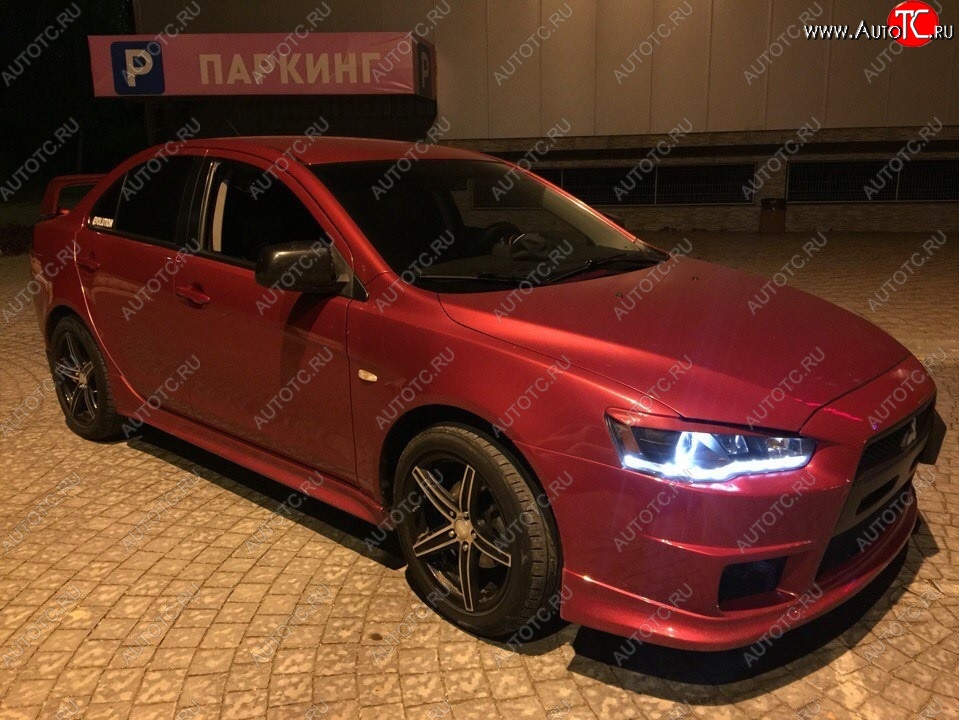 579 р. Реснички на фары Style  Mitsubishi Lancer  10 CY (2007-2017) седан дорестайлинг, хэтчбэк дорестайлинг, седан рестайлинг, хэтчбек 5 дв рестайлинг (Неокрашенные)  с доставкой в г. Майкоп