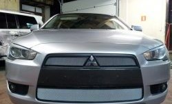 Сетка на бампер (дорестайлинг) Russtal (хром) Mitsubishi Lancer 10 CY хэтчбек 5 дв рестайлинг (2011-2017)