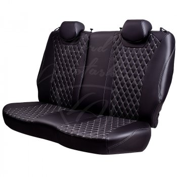13 949 р. Чехлы для сидений Lord Autofashion Байрон (экокожа, раздельная спинка, подлокотник, отдельные бока, 2 П и 1 Г-образных подголовника)  Mitsubishi Lancer  10 CY (2007-2010) седан дорестайлинг (Черный, вставка черная, строчка серая)  с доставкой в г. Майкоп. Увеличить фотографию 5