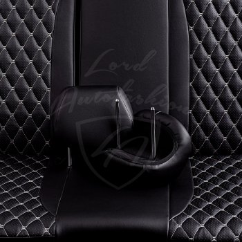 13 949 р. Чехлы для сидений Lord Autofashion Байрон (экокожа, раздельная спинка, подлокотник, отдельные бока, 2 П и 1 Г-образных подголовника)  Mitsubishi Lancer  10 CY (2007-2010) седан дорестайлинг (Черный, вставка черная, строчка серая)  с доставкой в г. Майкоп. Увеличить фотографию 6