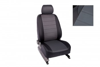 Чехлы для сидений (экокожа, с задним подлокотником) SeiNtex Mitsubishi Lancer  10 CY (2007-2010) седан дорестайлинг (черный/серый)