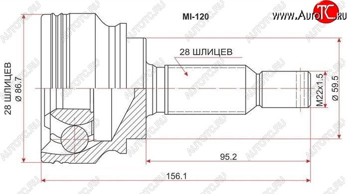 1 899 р. ШРУС SAT (наружный) Mitsubishi Lancer 10 CY седан рестайлинг (2011-2017)  с доставкой в г. Майкоп