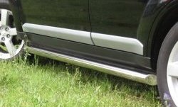 Защита порогов из круглой трубы диаметром 63 мм (дорестайлинг) SLITKOFF Mitsubishi Outlander  CU (2003-2009) (Со скосами на торцах под 45°)