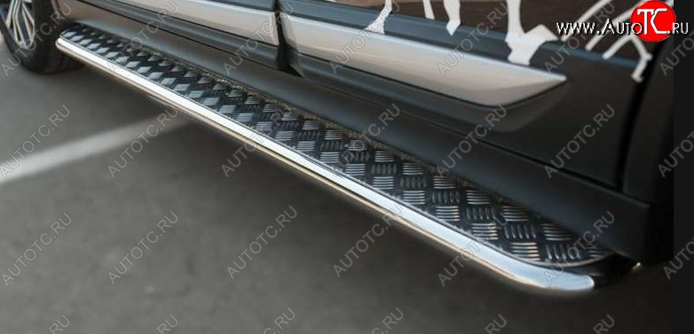 22 999 р. Порожки для ног (Ø42) SLITKOFF  Mitsubishi Outlander  GF (2015-2018) 2-ой рестайлинг (лист - алюминий, профиль - сталь)  с доставкой в г. Майкоп