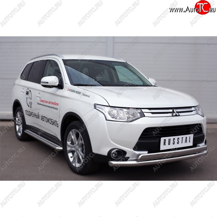 35 549 р. Широкая защита порогов с трубой диаметром 42 мм SLITKOFF v3 Mitsubishi Outlander GF 2-ой рестайлинг (2015-2018)  с доставкой в г. Майкоп