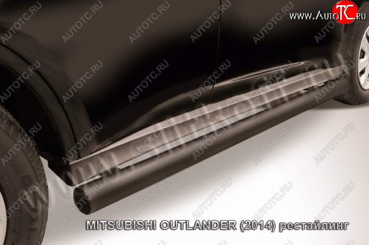 9 899 р. Защита порогов Slitkoff  Mitsubishi Outlander  GF (2014-2016) 1-ый рестайлинг (Цвет: серебристый)  с доставкой в г. Майкоп