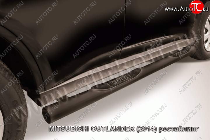 12 399 р. Защита порогов Slitkoff  Mitsubishi Outlander  GF (2015-2018) 2-ой рестайлинг (Цвет: серебристый)  с доставкой в г. Майкоп