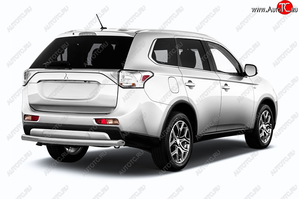6 349 р. Защита заднего бампера Slitkoff (короткая, d57) Mitsubishi Outlander GF 2-ой рестайлинг (2015-2018) (Сталь с полимерным покрытием. Цвет: серебристый)  с доставкой в г. Майкоп