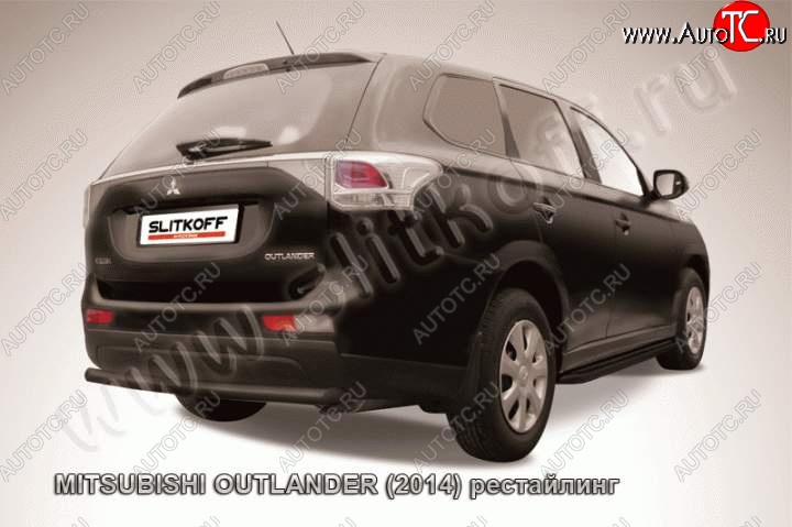 6 349 р. Защита задняя Slitkoff (57 мм)  Mitsubishi Outlander  GF (2014-2016) 1-ый рестайлинг (Цвет: серебристый)  с доставкой в г. Майкоп