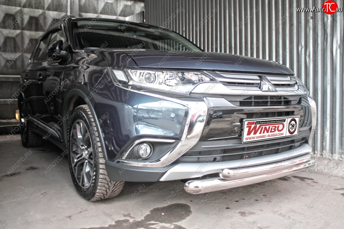 13 899 р. Защита переднего бампера Mitsubishi Outlander 2014+ Mitsubishi Outlander GF 2-ой рестайлинг (2015-2018)  с доставкой в г. Майкоп