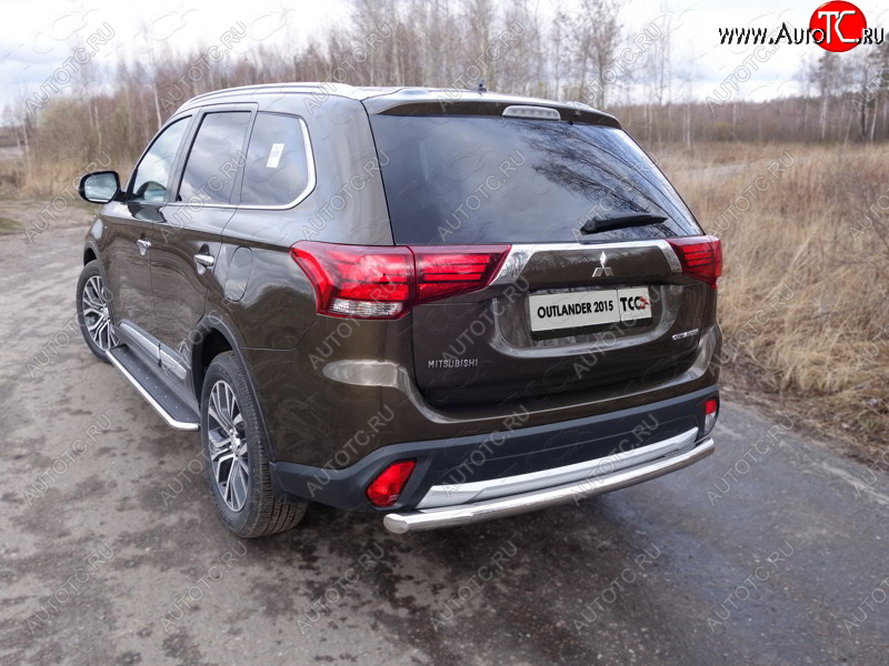 20 599 р. Защита заднего бампера ТСС (нержавейка d 60,3 мм)  Mitsubishi Outlander  GF (2014-2018) 1-ый рестайлинг, 2-ой рестайлинг  с доставкой в г. Майкоп