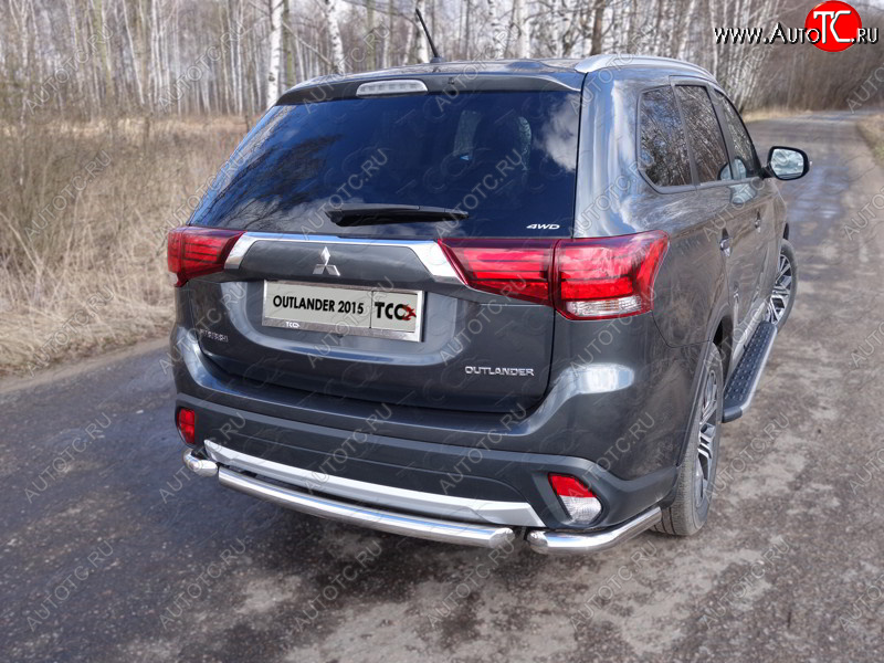15 999 р. Защита заднего бампера (короткая) ТСС (нержавейка d 60,3 мм) Mitsubishi Outlander GF 2-ой рестайлинг (2015-2018)  с доставкой в г. Майкоп