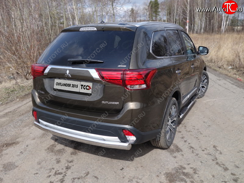 18 999 р. Защита заднего бампера (овальная) ТСС (нержавейка d75х42 мм) Mitsubishi Outlander GF 2-ой рестайлинг (2015-2018)  с доставкой в г. Майкоп