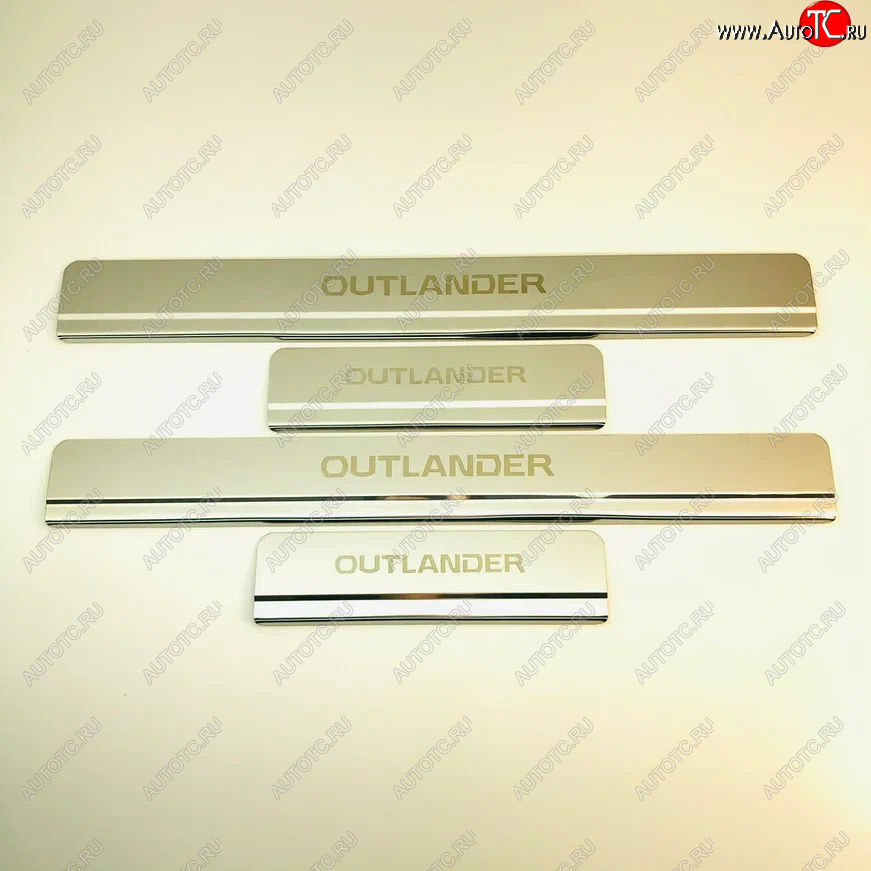 2 199 р. Накладки порожков салона INOX Mitsubishi Outlander GF 2-ой рестайлинг (2015-2018) (Нержавеющая сталь)  с доставкой в г. Майкоп