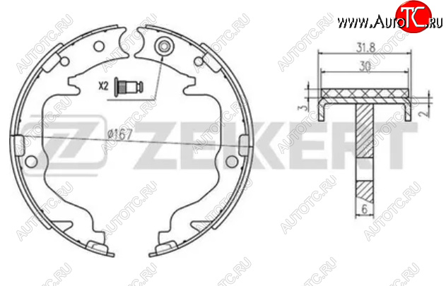 2 199 р. Колодки задние барабанного тормоза ZEKKERT Dodge Caliber (2006-2012)  с доставкой в г. Майкоп