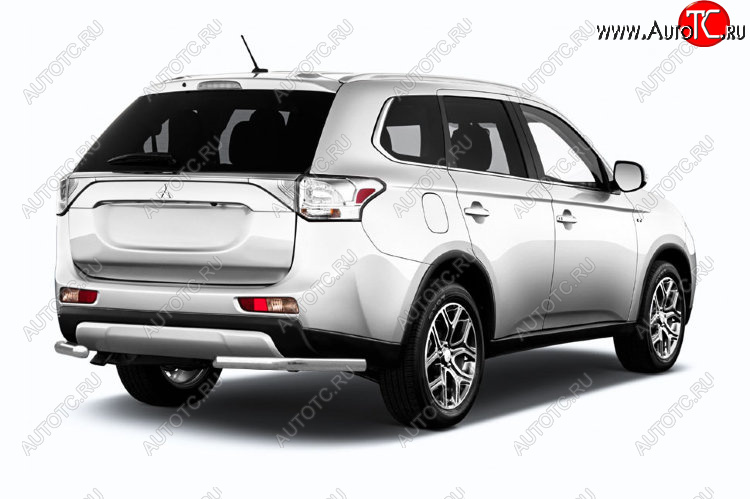 8 999 р. Защита заднего бампера Slitkoff (Ø 57 мм)  Mitsubishi Outlander  GF (2015-2018) 2-ой рестайлинг (Нержавеющая сталь)  с доставкой в г. Майкоп