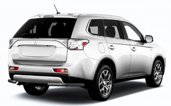 Защита заднего бампера Slitkoff (Ø 57 мм) Mitsubishi Outlander  GF (2015-2018) 2-ой рестайлинг (Сталь с полимерным покрытием. Цвет: черный)