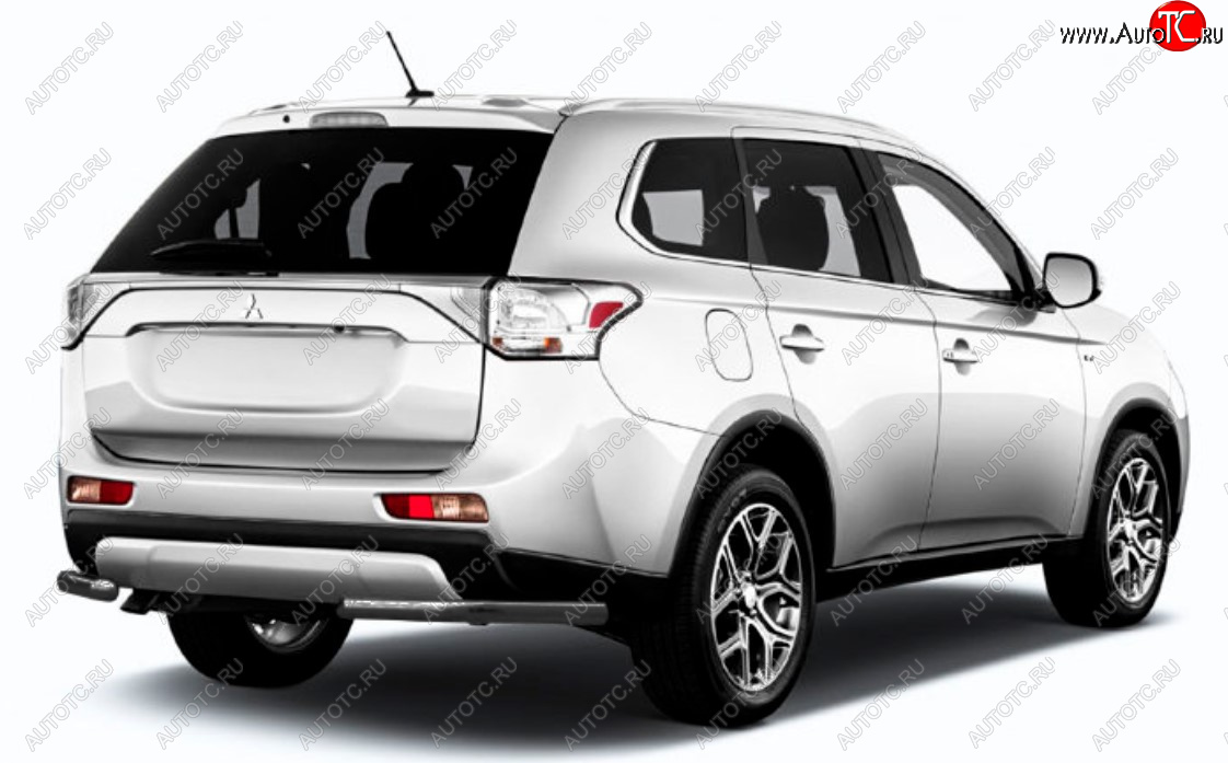 6 349 р. Защита заднего бампера Slitkoff (Ø 57 мм)  Mitsubishi Outlander  GF (2015-2018) 2-ой рестайлинг (Сталь с полимерным покрытием. Цвет: черный)  с доставкой в г. Майкоп