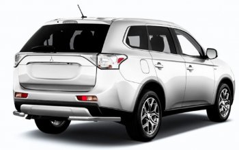 Защита заднего бампера Slitkoff (Ø 57 мм) Mitsubishi Outlander  GF (2015-2018) 2-ой рестайлинг (Сталь с полимерным покрытием. Цвет: серебристый)