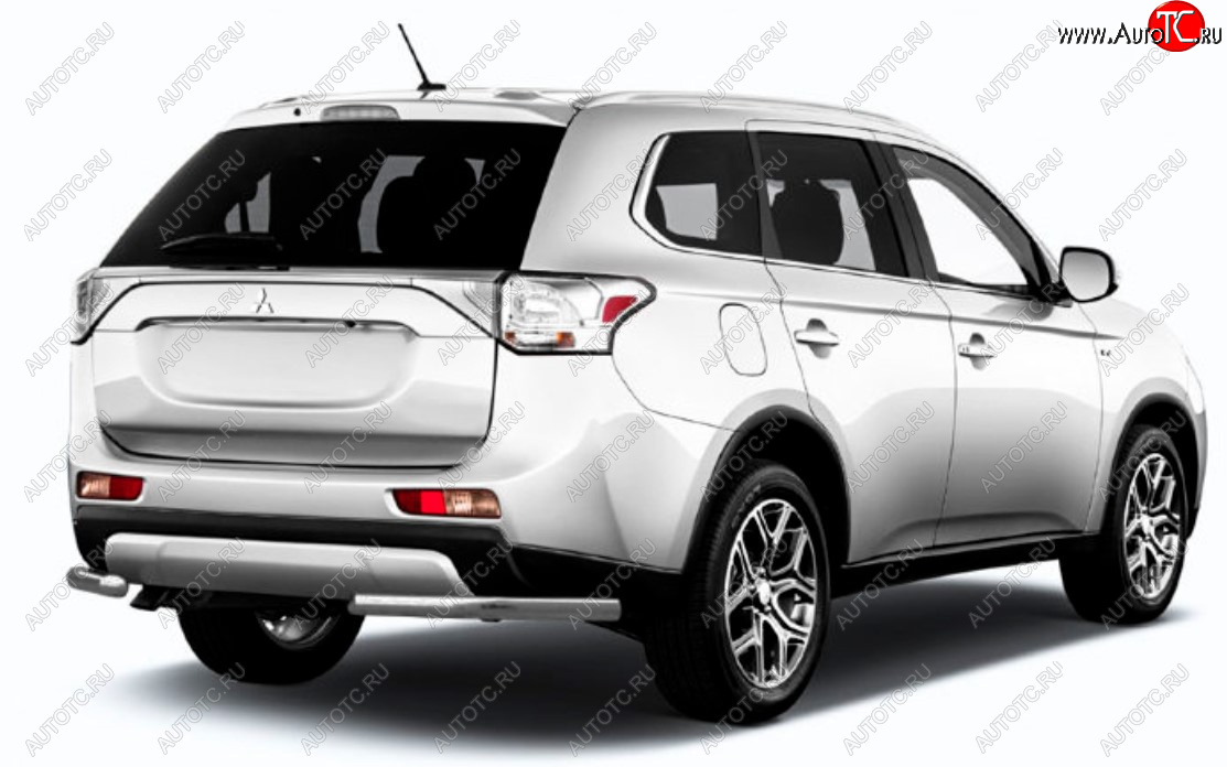 6 349 р. Защита заднего бампера Slitkoff (Ø 57 мм)  Mitsubishi Outlander  GF (2015-2018) 2-ой рестайлинг (Сталь с полимерным покрытием. Цвет: серебристый)  с доставкой в г. Майкоп
