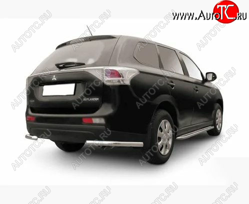 8 999 р. Защита заднего бампера Slitkoff (Ø 57 мм)  Mitsubishi Outlander  GF (2014-2016) 1-ый рестайлинг (Нержавеющая сталь)  с доставкой в г. Майкоп