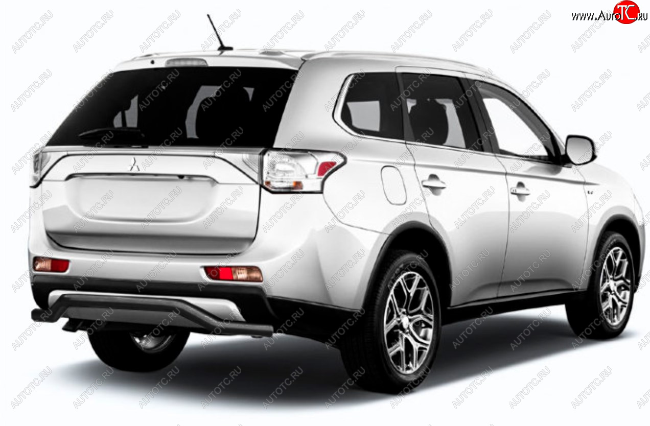 8 349 р. Защита заднего бампера Slitkoff (Ø 57, волна)  Mitsubishi Outlander  GF (2014-2016) 1-ый рестайлинг (Сталь с полимерным покрытием. Цвет: черный)  с доставкой в г. Майкоп