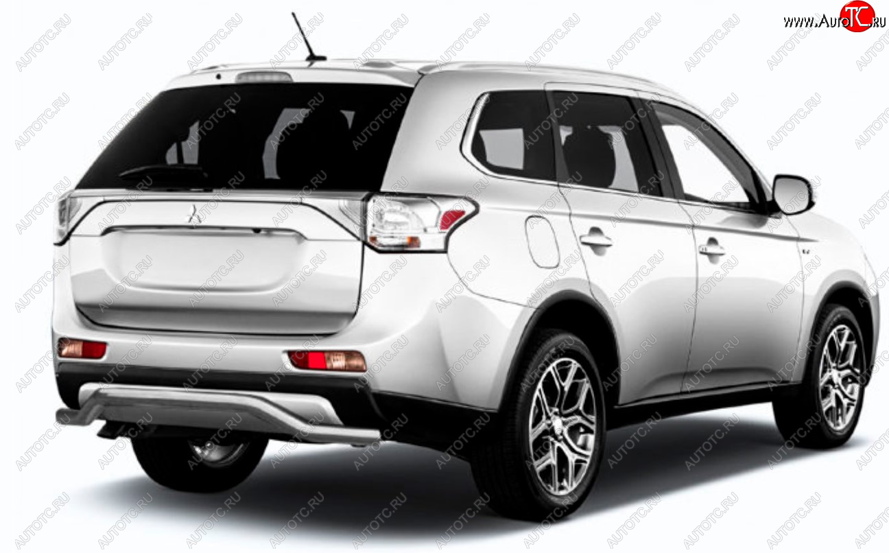 8 349 р. Защита заднего бампера Slitkoff (Ø 57, волна)  Mitsubishi Outlander  GF (2014-2016) 1-ый рестайлинг (Сталь с полимерным покрытием. Цвет: серебристый)  с доставкой в г. Майкоп