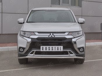 Защита переднего бампера (Ø42 мм, нержавейка) SLITKOFF Mitsubishi Outlander  GF (2018-2022) 3-ий рестайлинг
