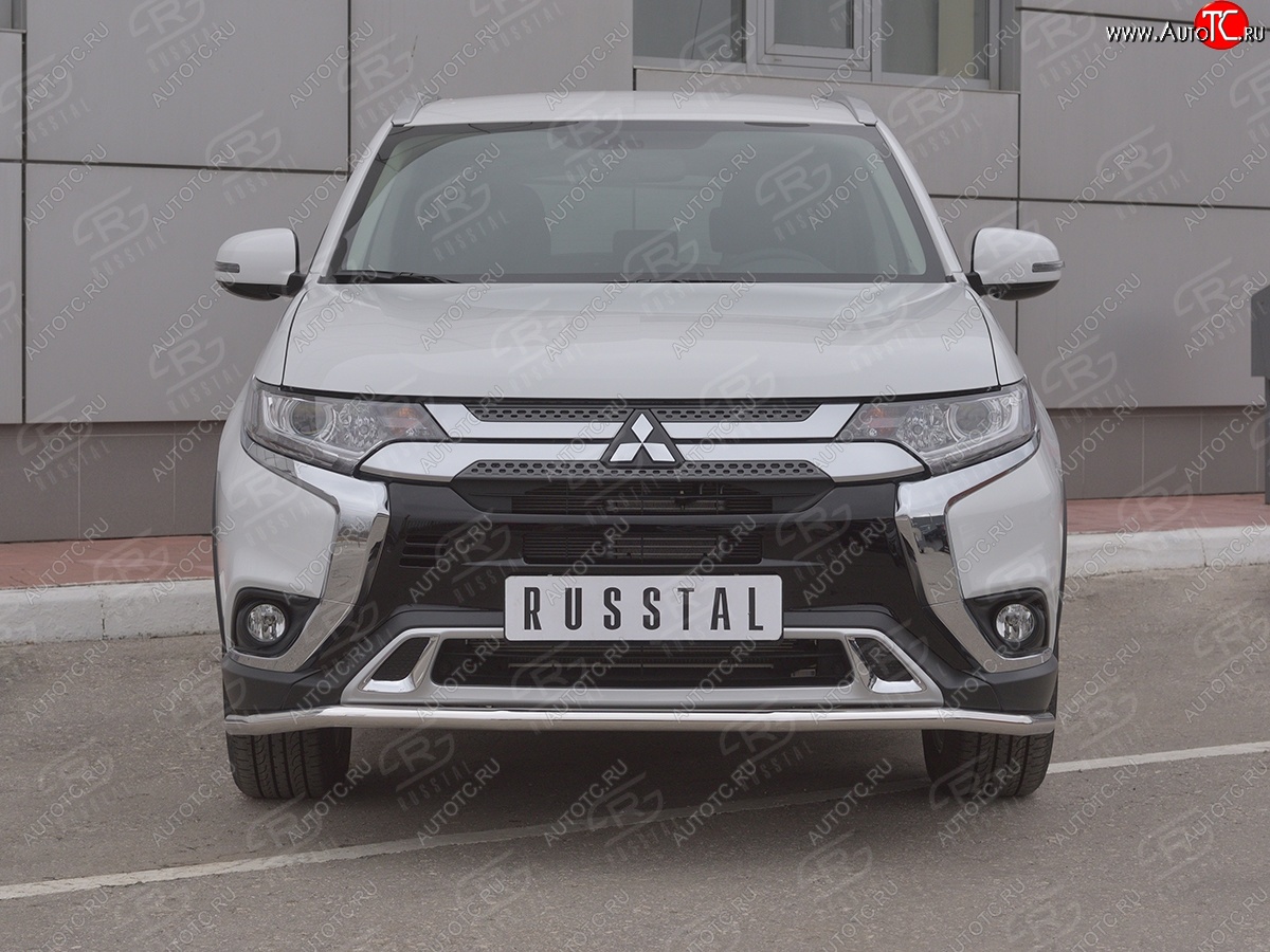 14 749 р. Защита переднего бампера (Ø42 мм, нержавейка) SLITKOFF Mitsubishi Outlander GF 3-ий рестайлинг (2018-2022)  с доставкой в г. Майкоп